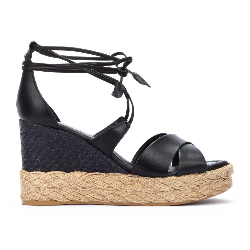 Women\'s Pikolinos RONDA Wedge Sandals Black | NZ K389A57